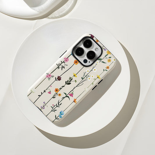 Floral Pretty Phone Case Apple 15 Double Layer Film Case 13pm Hard Case 14