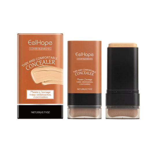 Concealer Foundation Stick Double Ended with Sponge Natural Lightweight Radiance Moisturizing Foundation Stick