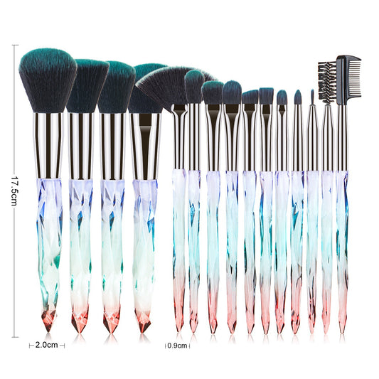 15 pcs Makeup Brushes Diamond Crystal Handle Makeup Foundation Eyeshadow Brushes