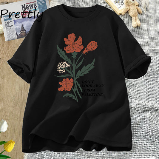 Don't Look Away From Palestine Flowers T-shirt