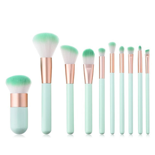 10 pcs Ombre Mint Green Makeup Brush Tools Face Eyeshadow Foundation Brushes