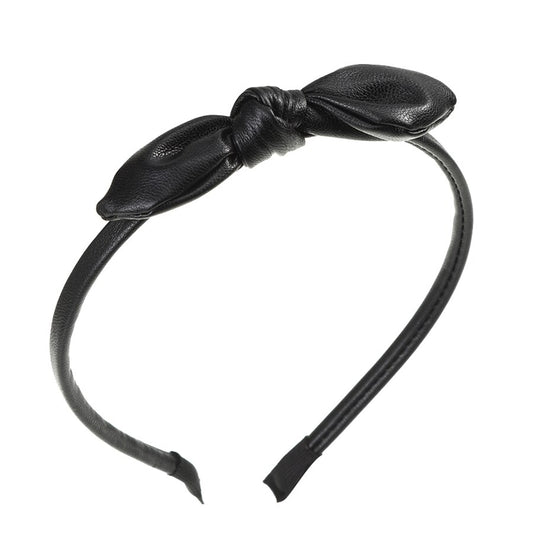 Leather Bow Small Headband