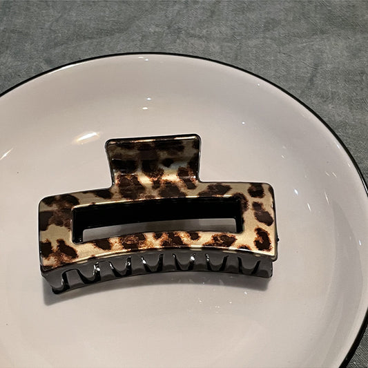 Leopard Animal Print Hair Clips, Large Cow Pattern, Checkered, Iridescent Geometric Rectangle Clips