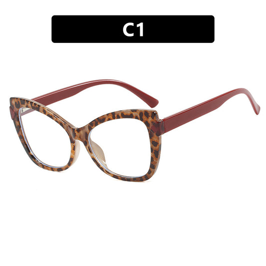 Color Block Anti Blue Light Cat Eye Glasses