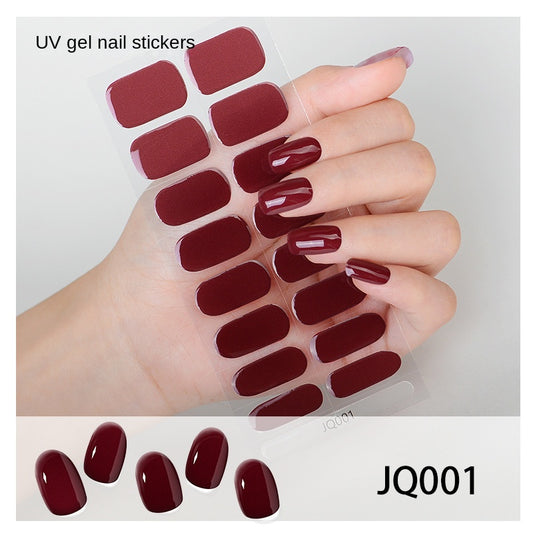 Gel Nail Art Patches Semi-Cured UV Light Nail Stickers Waterproof 16 Patch Sets with Many Designs Halloween Christmas Nail Art