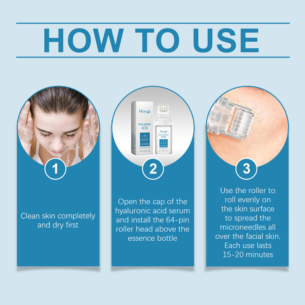 Hyaluronic Acid Face Serum with Roller, Radiant Skin Improves Skin Pores And Hydrates