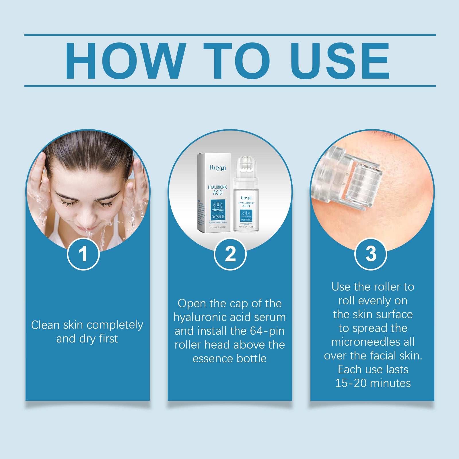 Hyaluronic Acid Face Serum with Roller, Radiant Skin Improves Skin Pores And Hydrates