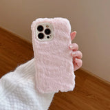 Candy Color Warm Furry Phone Case For iPhone 11 12 13 Pro Max 14 Pro Max 14Plus Camera Lens Protection Soft TPU Back Cover