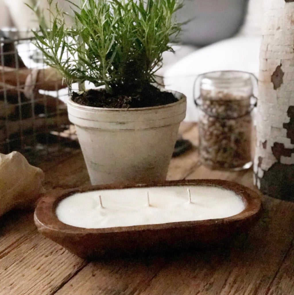 3-Wick Dough Bowl Natural Soy Candle - "Farmhouse" [TLC Candle Co.] *Made in USA*