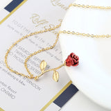 Red Rose Pendant Necklace in Silver, Gold, Rose Gold, Gift for Girlfriend Wife Mother