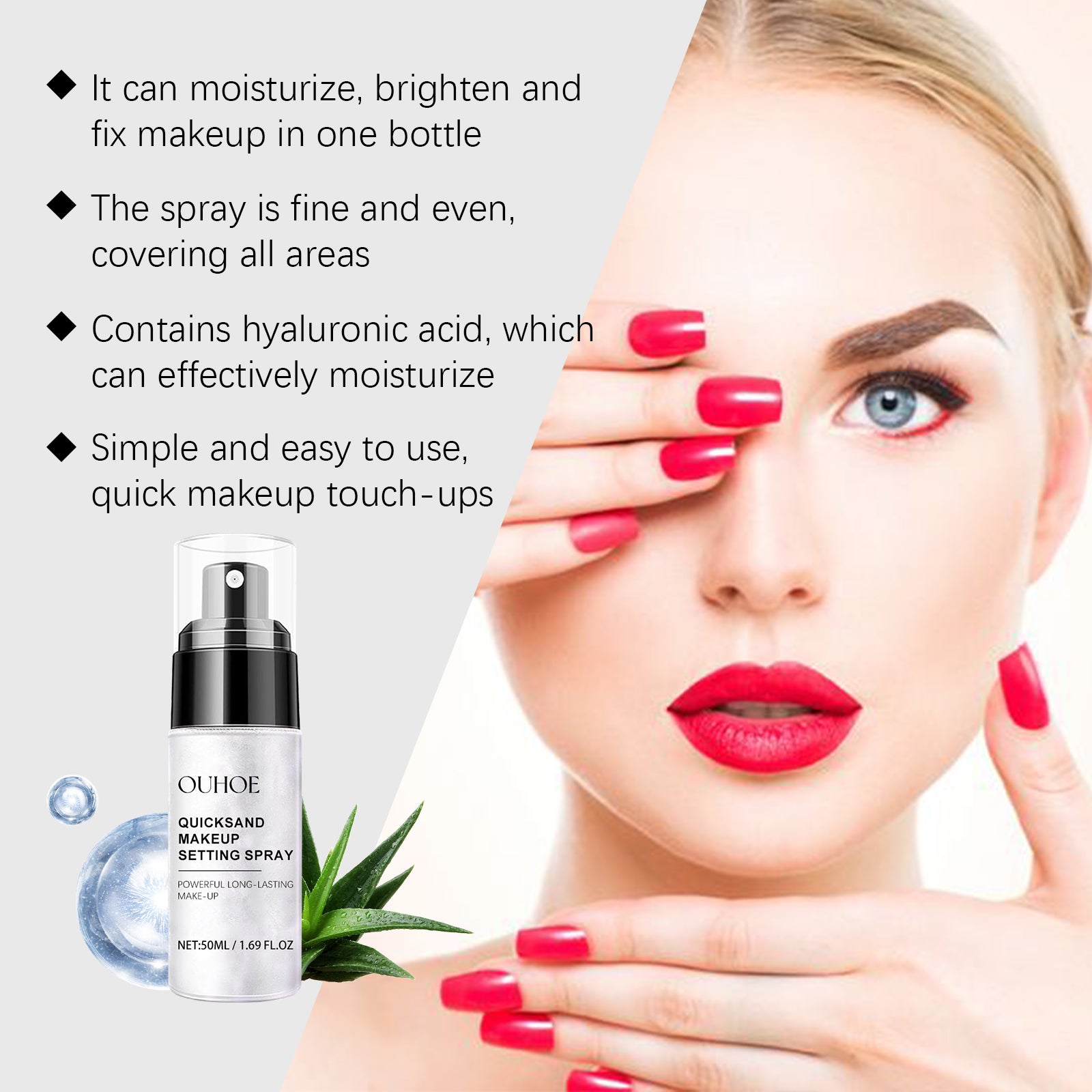 Quicksand Makeup Setting Spray, Natural Lightweight Multi-Effect Mist Refreshing Makeup Spray