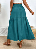 Frill High Slit Long Flowy Skirt