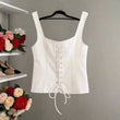 Lace-up Low Neck Sleeveless Striped Corset Top