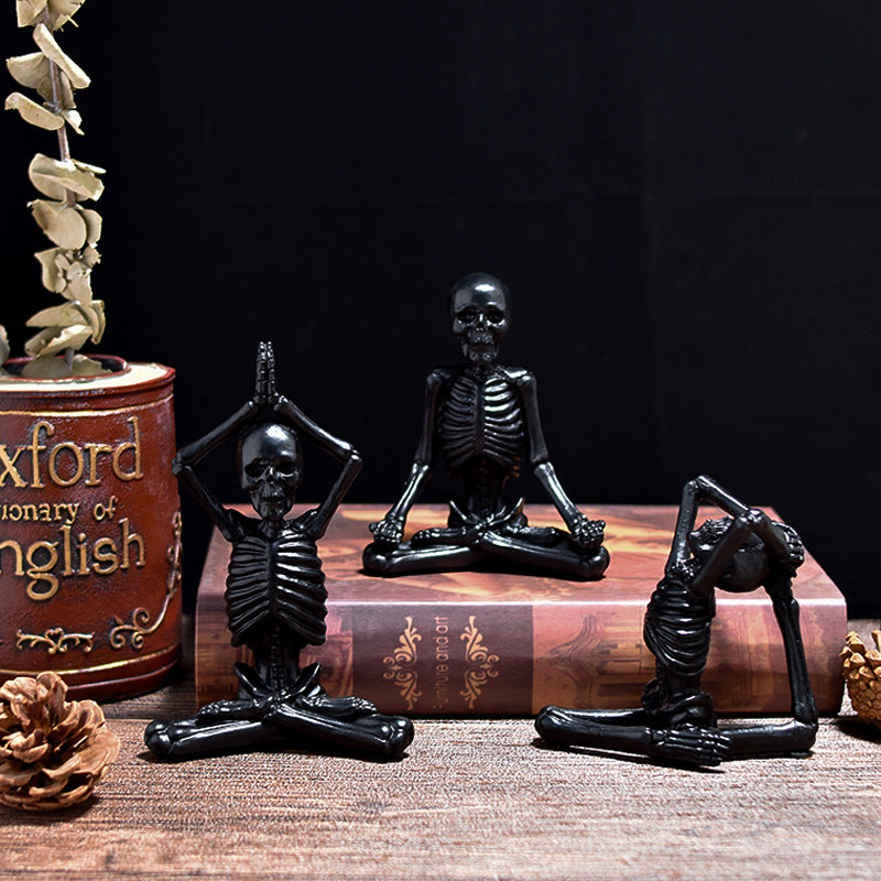 Skeleton Yoga Figurine Decoration Ornaments Skull Small Halloween Decorations
