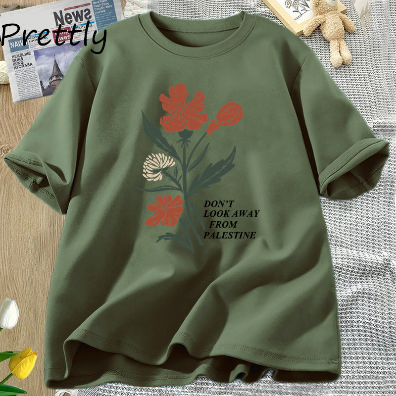 Don't Look Away From Palestine Flowers T-shirt