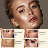 Multifunctional Face Makeup Sponge Pen, Highlighting Blush Bronzer Natural Liquid Contour Blending Stick