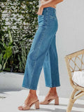 High Waist Cropped Wide Leg Jeans with Pockets