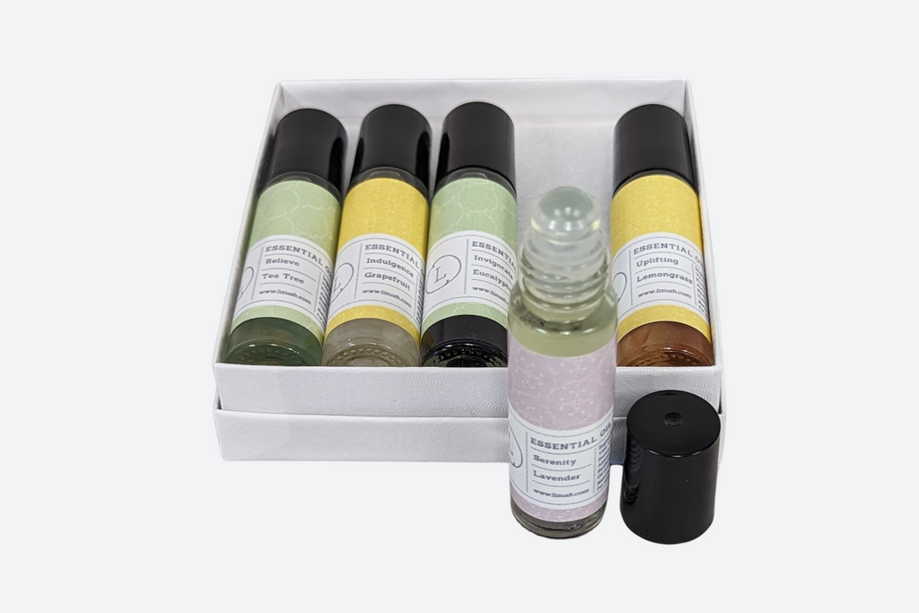 Set of Essential Oils Roll-On with Crystals [Lizush] *Made in USA*