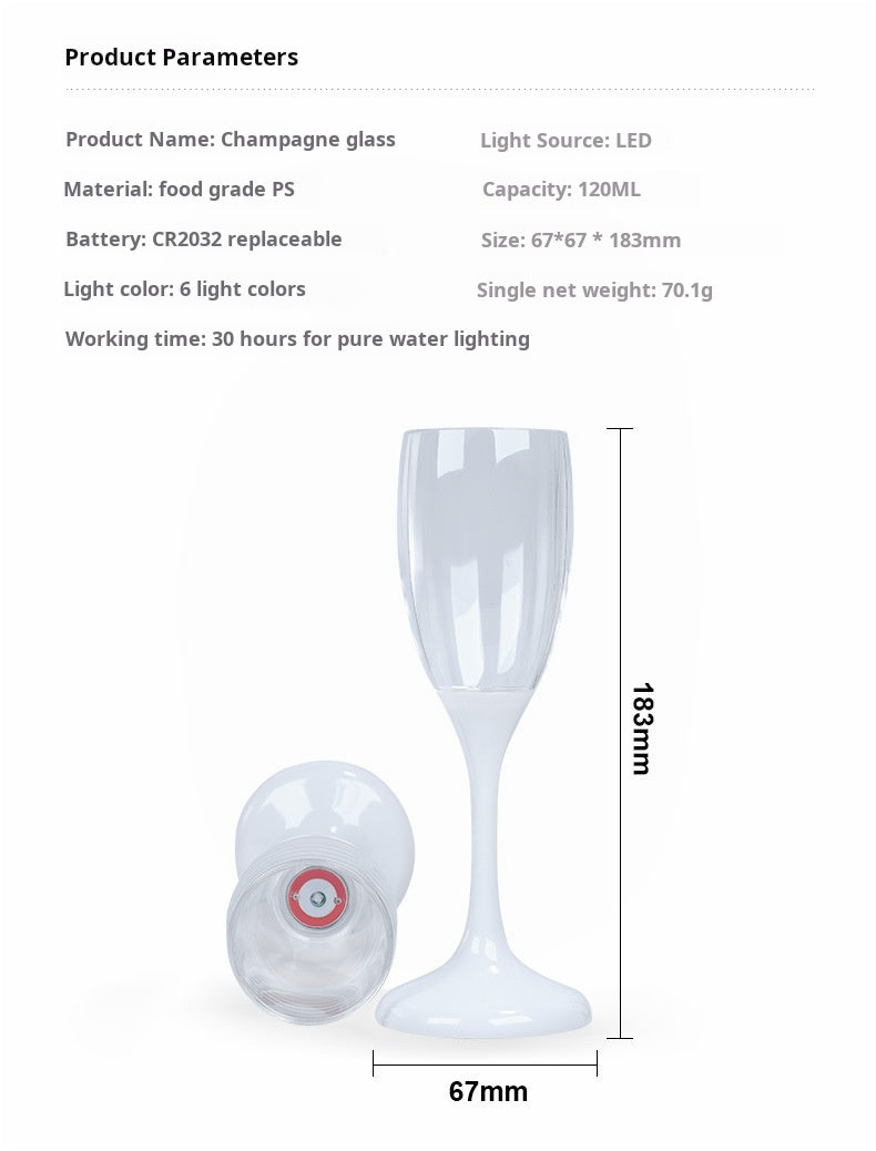 Water Sensing Luminous Glasses LED Light Up Wine Champagne Plastic Glass 1 PC - 7 Colors