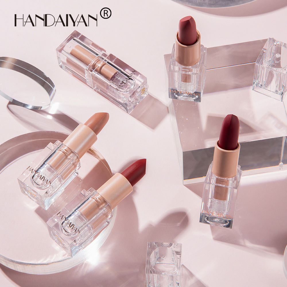 Silky Ice Cube Matte Lipstick 12 Color Lipstick Nude Long Lasting Colors