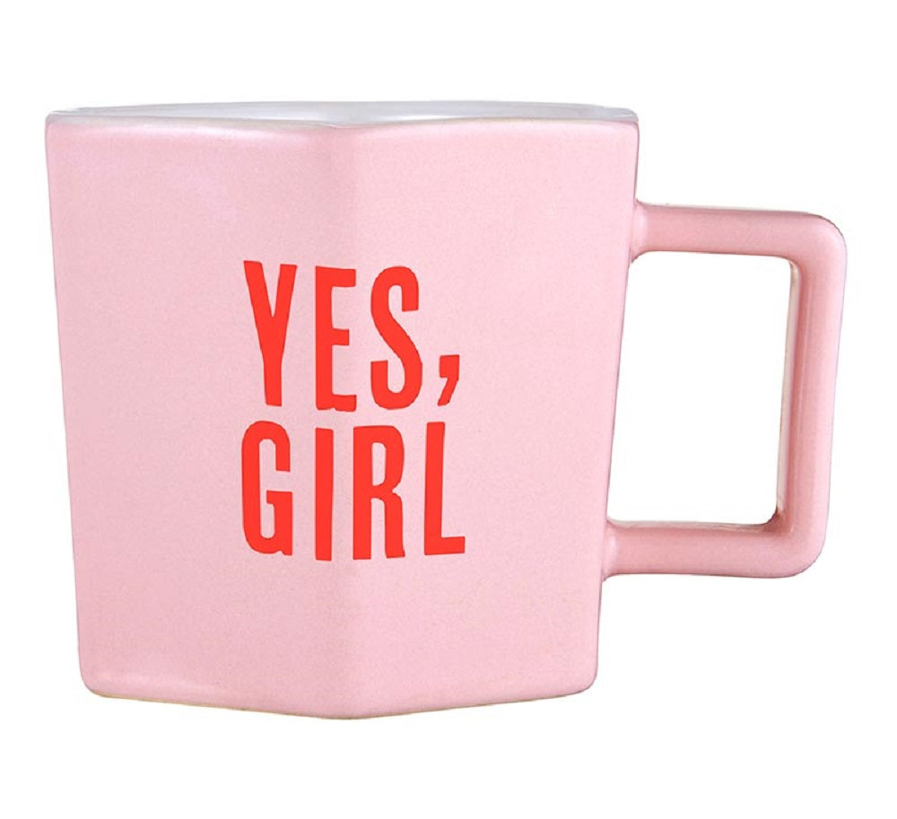 Yes, Girl Hexagon Mug & Saucer Set in Pink