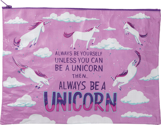 Jumbo Pouch Always Be A Unicorn Purple Recycled Material Jumbo Zipper