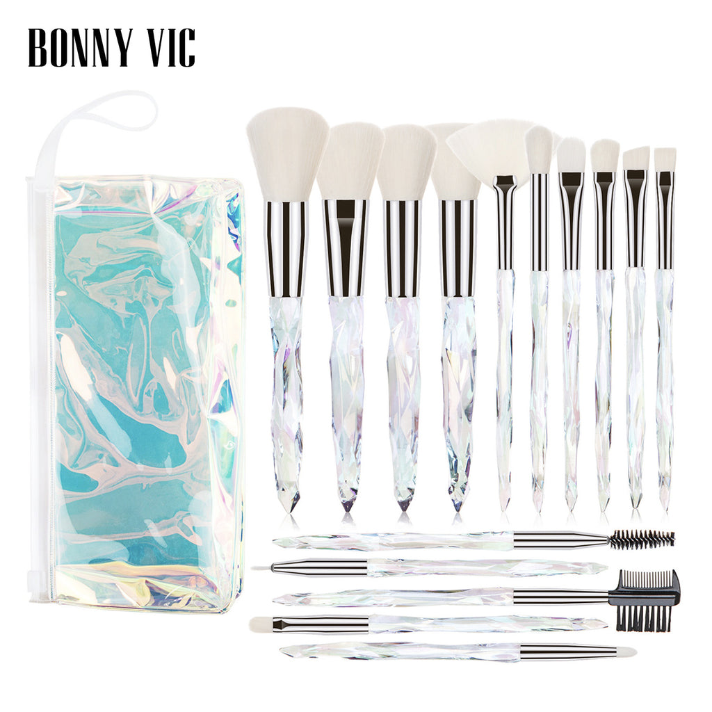 15 pcs Makeup Brushes Diamond Crystal Handle Makeup Foundation Eyeshadow Brushes