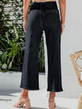 High Waist Cropped Wide Leg Jeans with Pockets