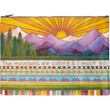 Jumbo Pouch Mountains Are Calling I Must Go Zipper Folder |  Recycled