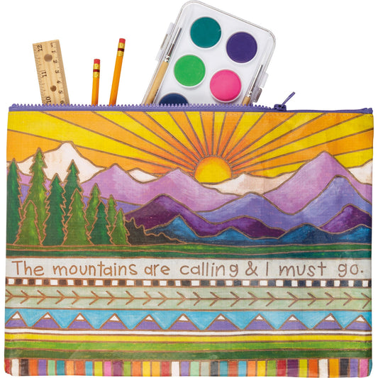 Jumbo Pouch Mountains Are Calling I Must Go Zipper Folder |  Recycled