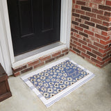 Live Laugh Leave Faux Coir Rug in Blue Floral Designs | Skid-Resistant