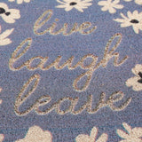 Live Laugh Leave Faux Coir Rug in Blue Floral Designs | Skid-Resistant