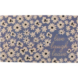 Live Laugh Leave Faux Coir Rug in Blue Floral Designs | Skid-Resistant