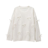 Sweet Round Neck Bow Knitted Sweater