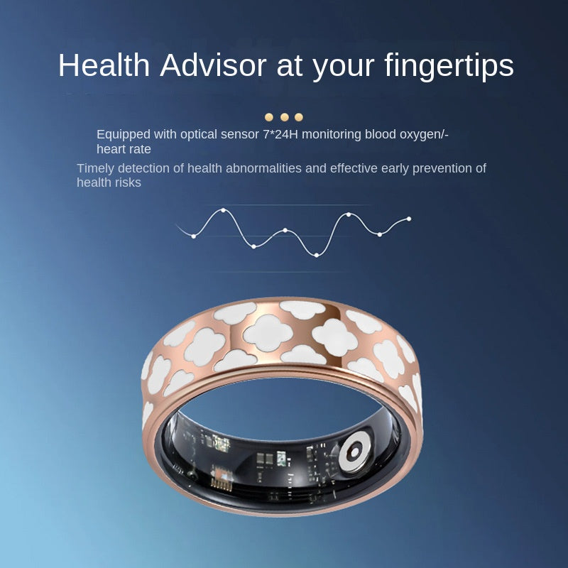 Health Smart Titanium Steel Ring Waterproof Blood Pressure Oxygen Sleep Movement Tracking Ring