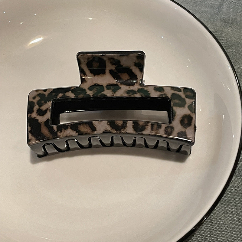 Leopard Animal Print Hair Clips, Large Cow Pattern, Checkered, Iridescent Geometric Rectangle Clips