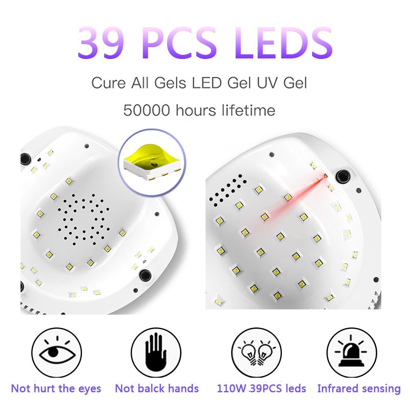86W 39 LED Lamp Nail Dryer For Nail Manicure UV Fast Drying Nail Drying Lamp Curing Light