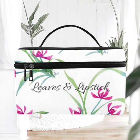 Leaves & Lipstick Large Cosmetic Bag