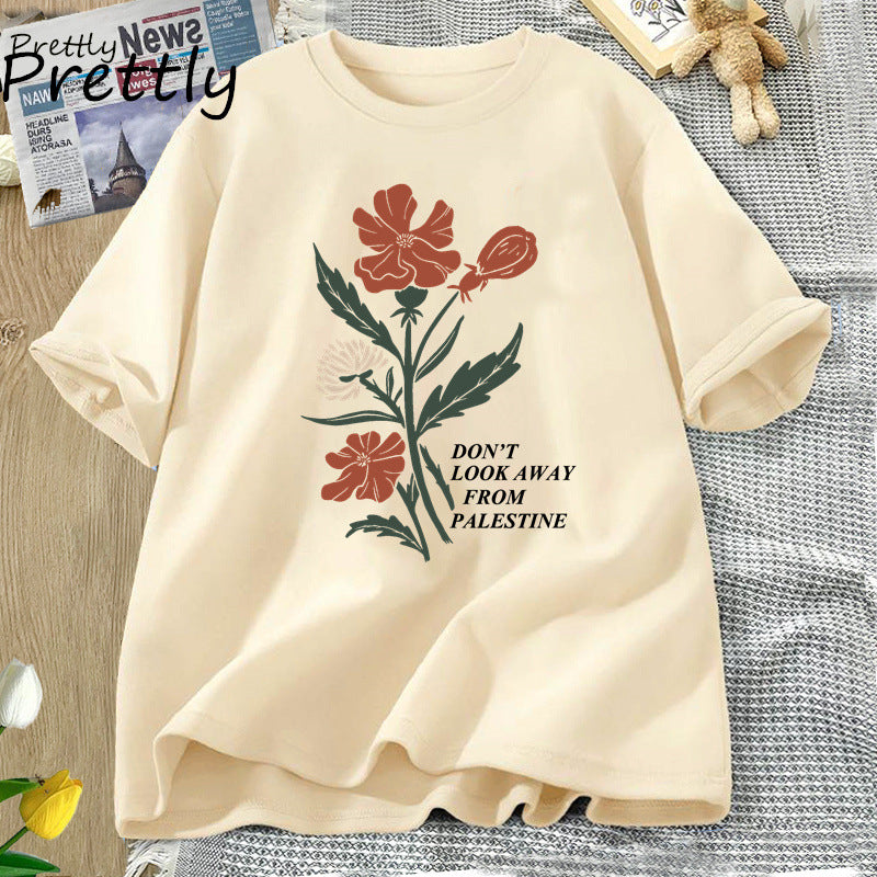 Don't Look Away From Palestine Flowers T-shirt