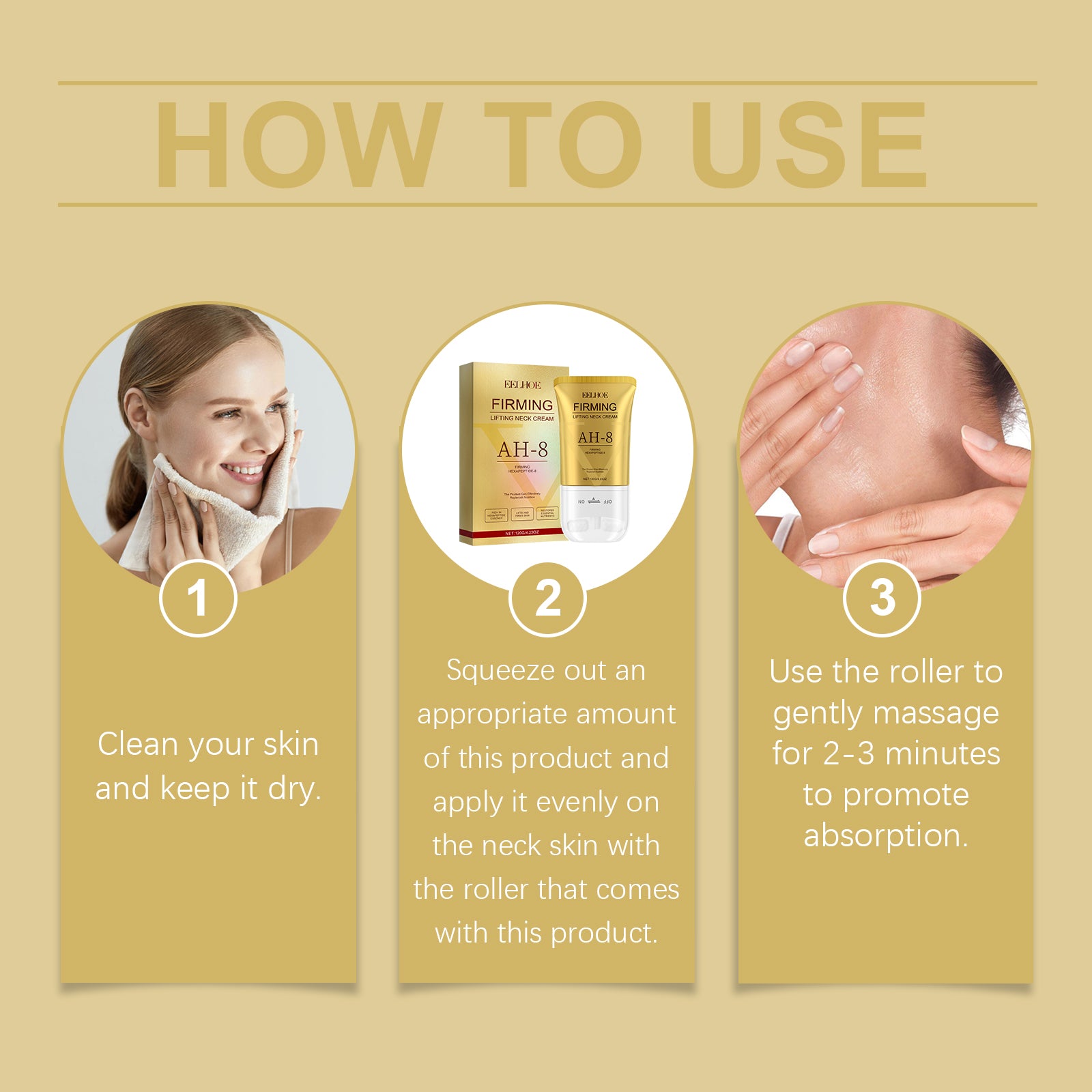 Neck Skin Care Roller Cream, Neck Moisturizing Hydrating Firming, Smooth And Delicate Cream