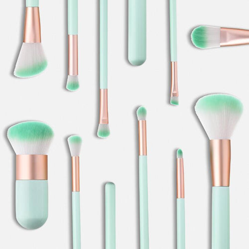 10 pcs Ombre Mint Green Makeup Brush Tools Face Eyeshadow Foundation Brushes