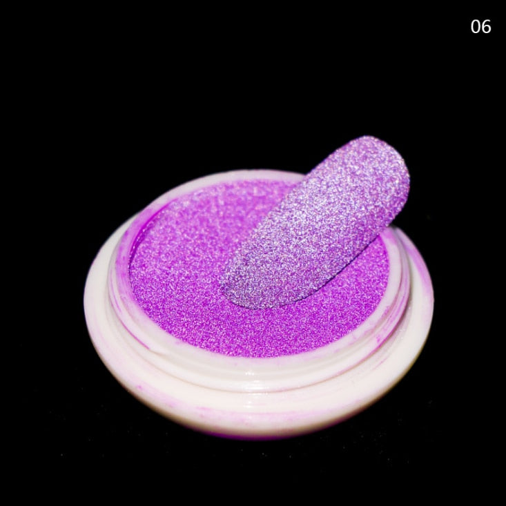 Reflective Nail Powder Shiny Dust Glow In The Dark Sparkling Pigment Fluorescent Nail Art