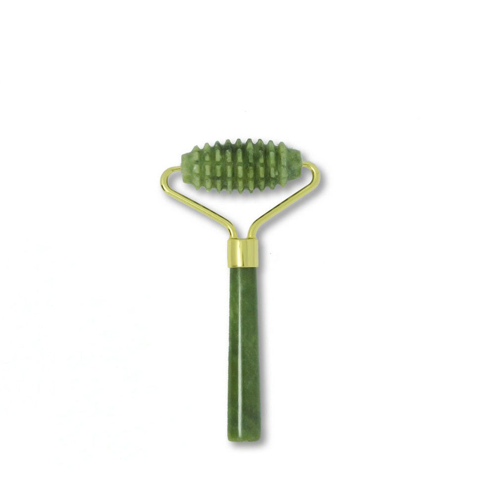 Jade Scraping Plate Roller Massage Stick Zinc Alloy Flower Stand Double Head Rollers