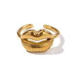 Trendy Stainless Steel Lip Design Ring, Women's Adjustable Size Ring with Lips Jewelry Gift