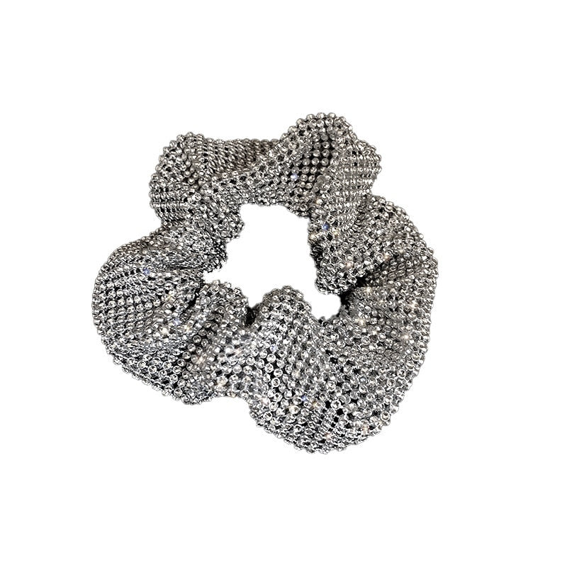 Sparkly Big Hair Scrunchie, Glitter Trendy Fashion Net Design Hair Tie