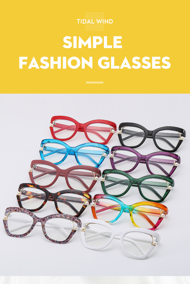 Anti-blue Light Women's Thick Pearl Glasses