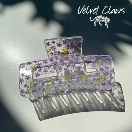 The Crystal in Purple Blossoms | Claw Clip in