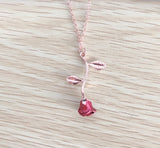 Red Rose Pendant Necklace in Silver, Gold, Rose Gold, Gift for Girlfriend Wife Mother
