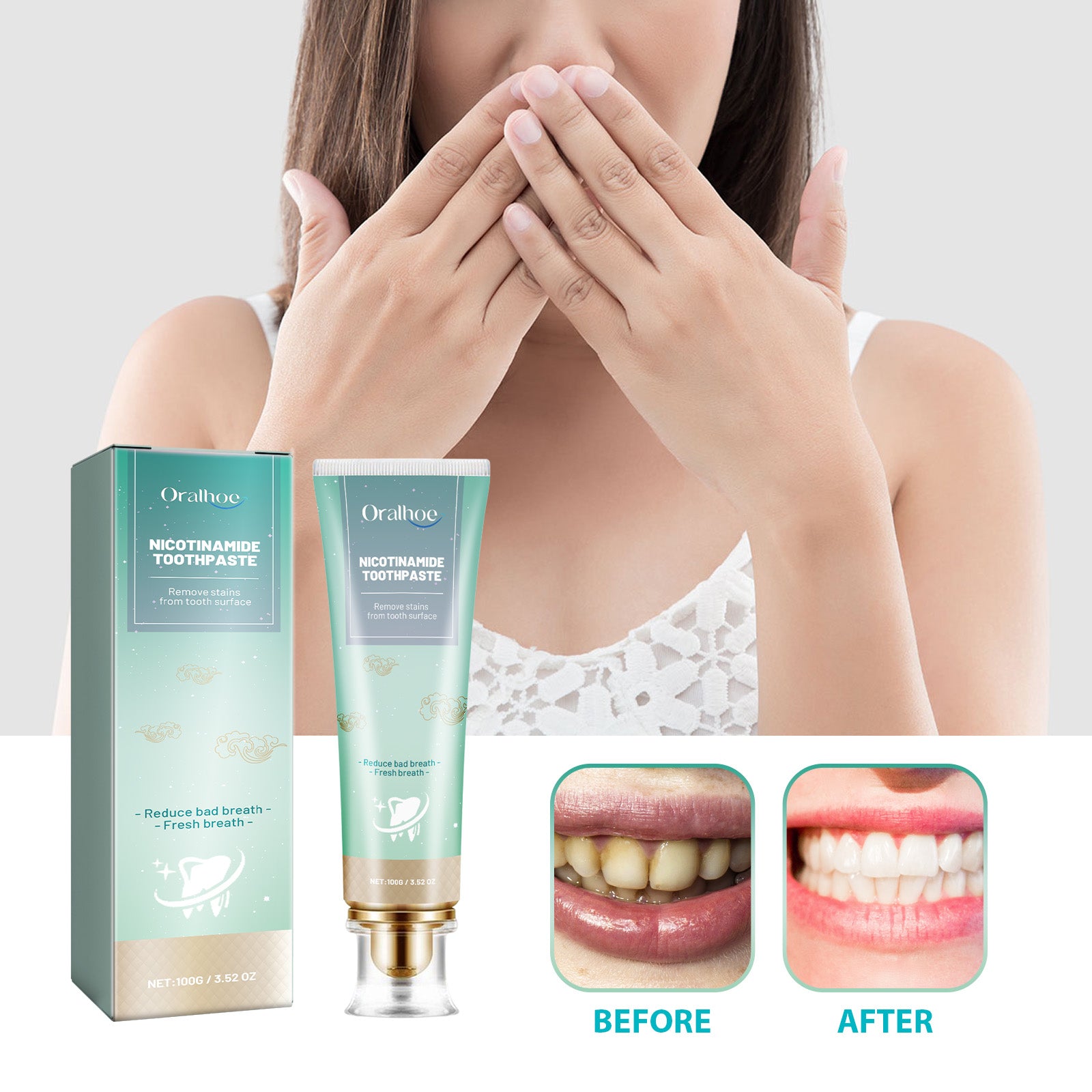 Niacinamide Whitening Toothpaste, Teeth Cleaning Fresh Breath Toothpaste