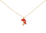 Toadstool Mushroom Charm Necklace in Gold in a Gift Box